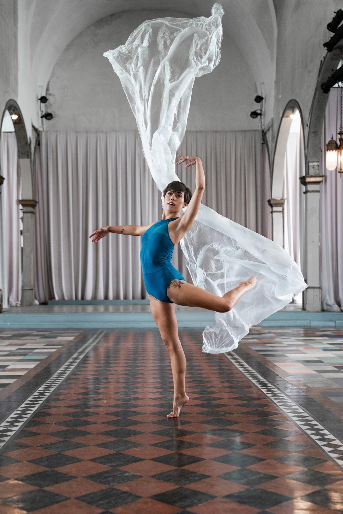 Ballet dancer performing in Marigny Opera House cathedral in New Orleans