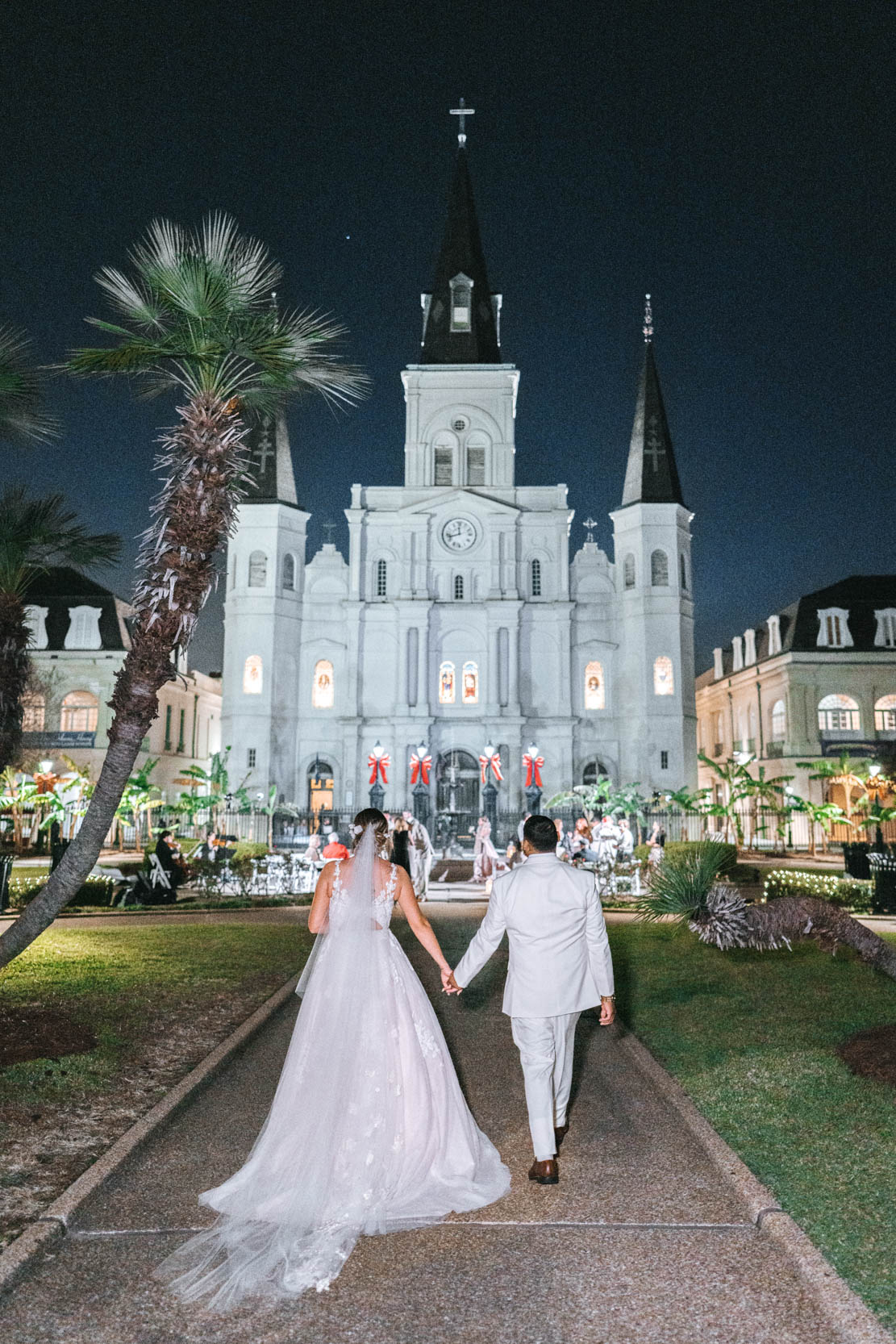 Bride and Groom having wedding at Jackson Square in New Orleans